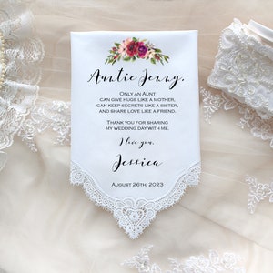 Aunt of the Bride Handkerchief, Aunt Wedding Gift, Wedding Handkerchief, customized printed Wedding Hankies-LS11PadCop[321]