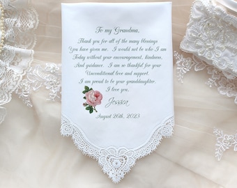 Grandma Handkerchief gift from the Bride-Weddings-CUSTOMIZED-Wedding Handkerchief-Grandmother Gift-Grandma Hankerchief-Bride Gift-FCAC[10]