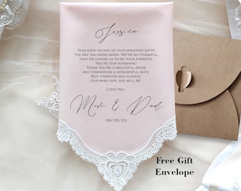 Wedding Gift for Bride from Parents - Wedding handkerchief Gift from Mom and Dad of the Bride, Mother of the Bride and Father of the Bride