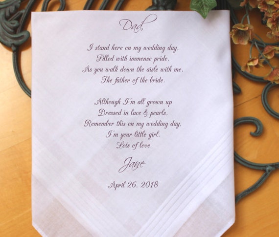 9 Grandfather of the Bride Handkerchief-Wedding Hankerchief-PRINT-CUSTOMIZE-Wedding gift to Grandpa-Grandfather hankie from the Bride-MS1FCAC by Snugahug