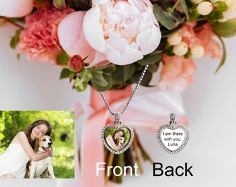 Photo wedding bouquet charms of pet-Custom bridal bouquet charms-Photo wedding bouquet charm-Bridal Charms-Heart shaped memorial Charm