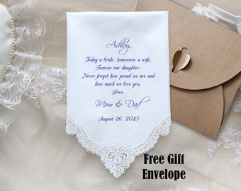 Personalized Wedding Handkerchief – Gift for Bride, Cotton Hanky