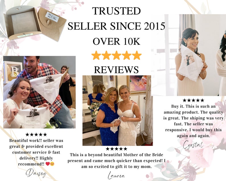 Personalized StepMother Wedding Handkerchief, Custom Printed Gift image 5