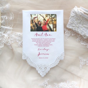 Aunt of the Bride Gift from the Bride handkerchief with photo option