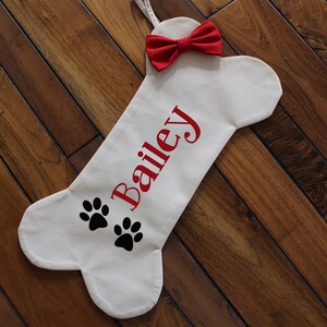 Personalized Dog Christmas Stocking, Bone Holiday Stocking for Dog, Bone-Shaped, Pet Owner Holiday Gift