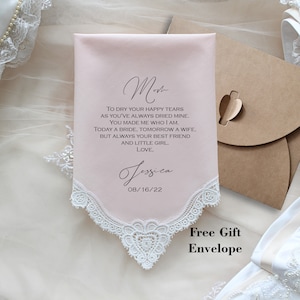 Mother of the Bride handkerchief from Bride, wedding handkerchief from daughter, printed, mother of the bride gift, mother wedding gift