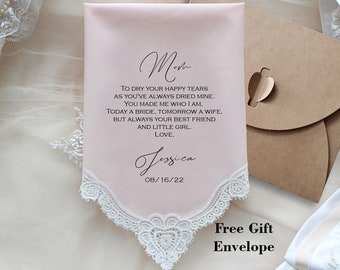 Mother of the Bride handkerchief from Bride, wedding handkerchief from daughter, printed, mother of the bride gift, mother wedding gift