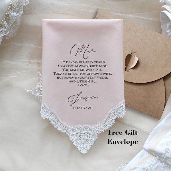 Mother of the Bride handkerchief from Bride, wedding handkerchief from daughter, printed, mother of the bride gift, mother wedding gift