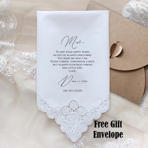 Mother of the Bride handkerchief from Bride, wedding handkerchief from daughter, printed, mother of the bride gift, mother wedding gift