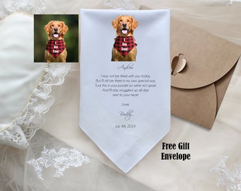 From Your Dog Wedding Handkerchief, Gift for the Bride, Gift for the Groom from Dog, CUSTOMIZED handkerchief with photo option from pet