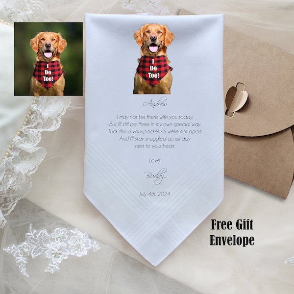 From Your Dog Wedding Handkerchief, Gift for the Bride, Gift for the Groom from Dog, CUSTOMIZED handkerchief with photo option from pet