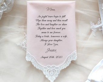Mother of the Bride handkerchief, personalized PRINTED wedding Handkerchief, to dry your happy tears, Gift, Personalised. LS6FCAC[18]