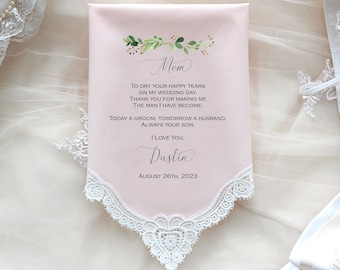 Mother of the Groom handkerchief gift, Mother in Law Gift, Wedding gift for future mother in law