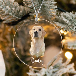 Customized Pet Ornament, Personalized Acrylic Dog Ornament, Dog Picture Ornament, Pet Owner Gift, Dog Name Ornament-[J-1-CIRCLR]