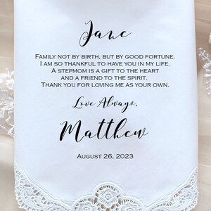 Personalized StepMother Wedding Handkerchief, Custom Printed Gift image 2