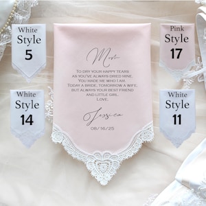 Mother of the Bride handkerchief from Bride, wedding handkerchief from daughter, printed, mother of the bride gift, mother wedding gift