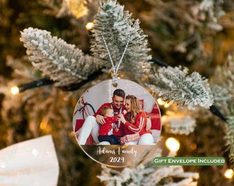 Personalized Photo Ornament, Custom Christmas Family Picture Ornament, In Memory Ornament, Christmas Acrylic Unique Ornament-[J-1-CIRCLR]
