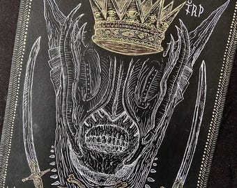 The Crowned Abyss – Original Occult Ink Drawing, A4