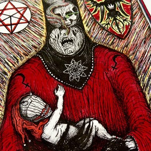 L'Impératrice – Illustration originale de Tarot noir à l'encre et en couleur, format A4