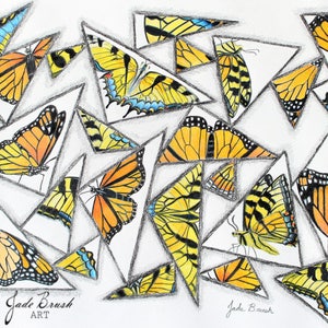 Abstract Butterfly Art Print Colored Pencil Drawing Etsy