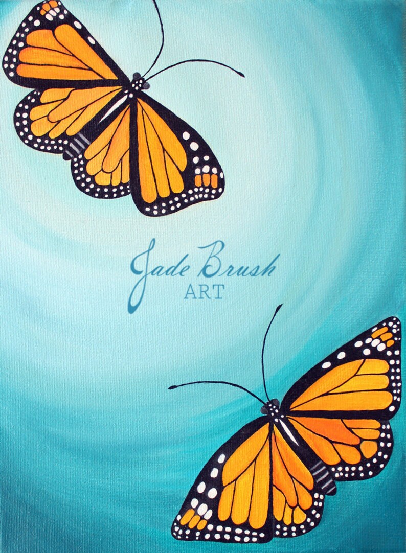 Flying Monarch Butterfly Art Print Butterfly Oil Painting Etsy