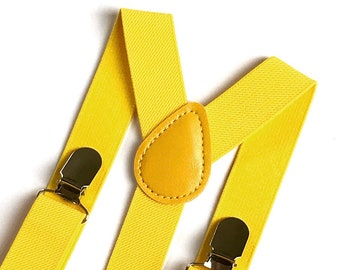 Yellow Suspenders, Bright Yellow Suspenders, Men's Suspenders, Yellow Braces, Toddler Suspenders, Ring Bearer, Cake Smash Outfit