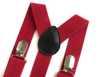 Red Suspenders, Dark Red Suspenders, Deep Red Suspenders, Men's Suspenders, Womens Suspenders, Boys Suspenders, Valentine's Day