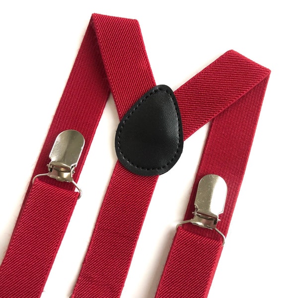 Red Suspenders, Dark Red Suspenders, Deep Red Suspenders, Men's Suspenders, Womens Suspenders, Boys Suspenders, Valentine's Day