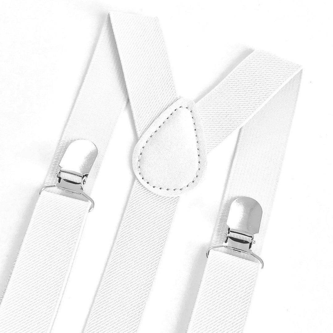 White Suspenders, Suspenders, Men's White Suspenders, Toddler Suspenders, Kids Braces, Ring