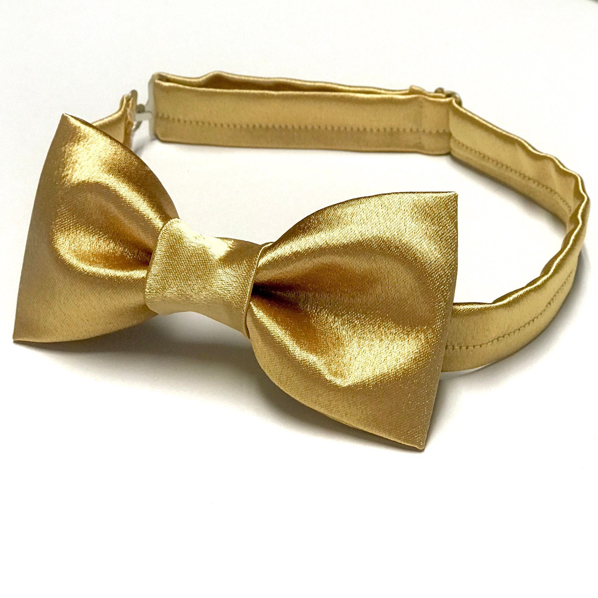 Gold Silk Bow tie Gold Bowtie Gold Christmas Bow tie | Etsy