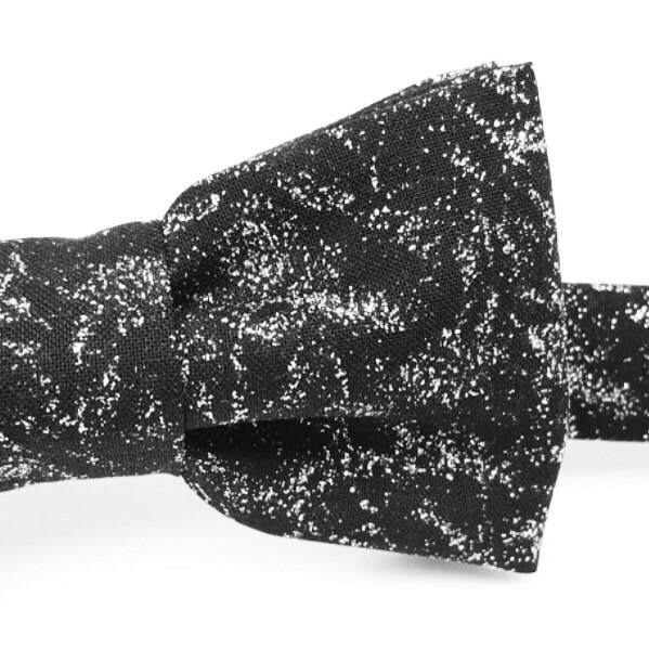 Men's Black Bow Tie Black and Silver Bow Tie Glitter Bow Etsy Canada
