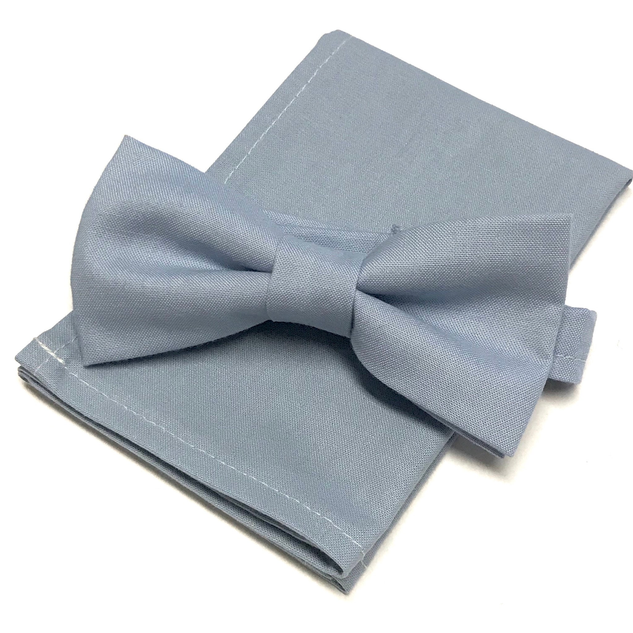 Dusty Blue Bowtie and Pocket Square Set Dusty Blue Wedding Etsy Canada