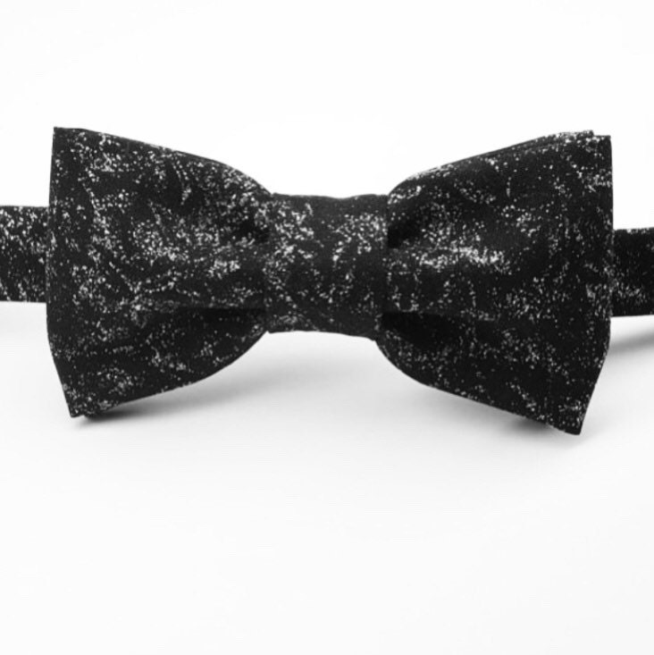 Men's Black Bow Tie Black and Silver Bow Tie Glitter Bow Etsy Canada