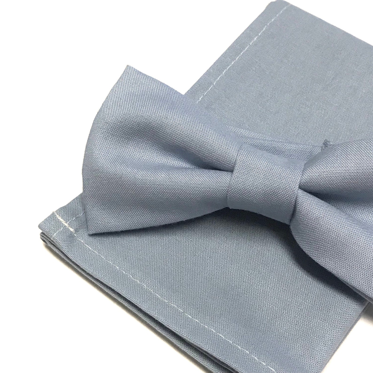 Dusty Blue Bowtie and Pocket Square Set Dusty Blue Wedding Etsy Canada