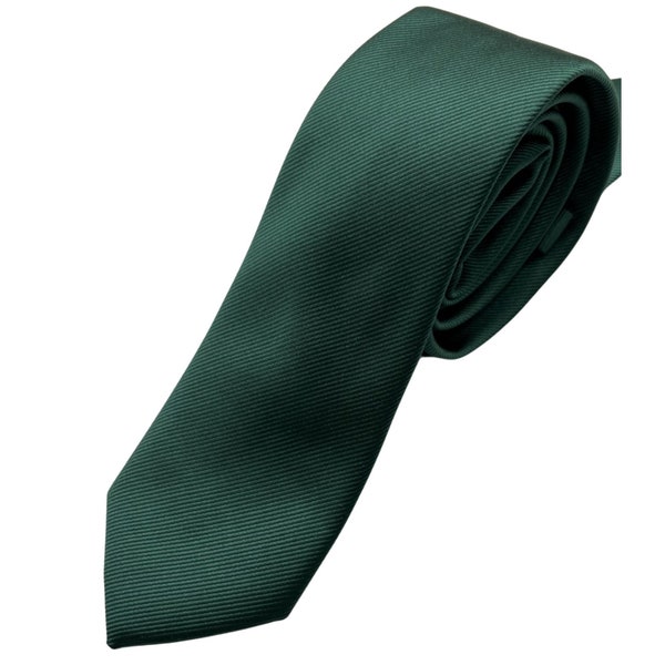 Forest Green Necktie, Skinny Dark Green Tie, Juniper Tie, Green Wedding Tie, Christmas Tie, Holiday Necktie