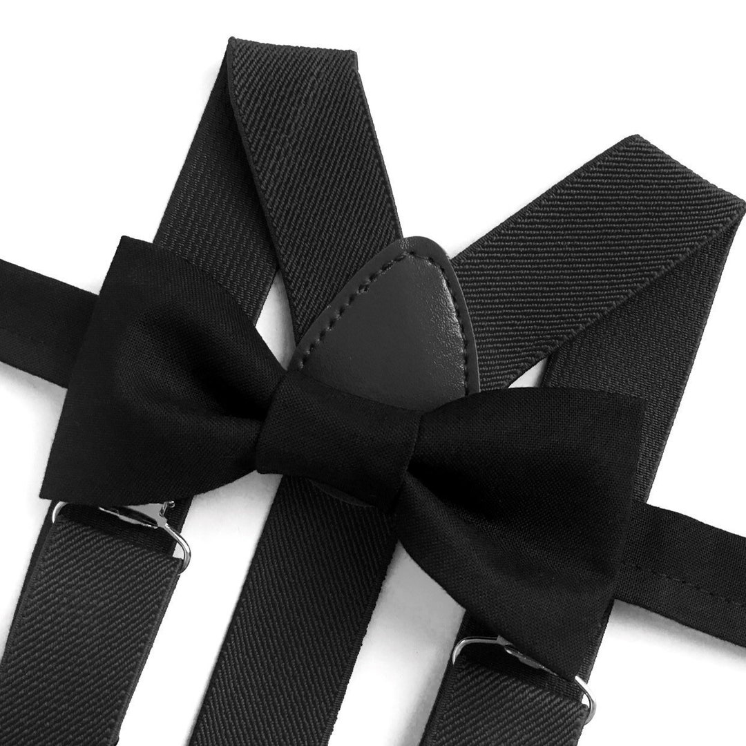 Suspenders and Bow Tie, Black Suspenders, Black Bowties, Wedding