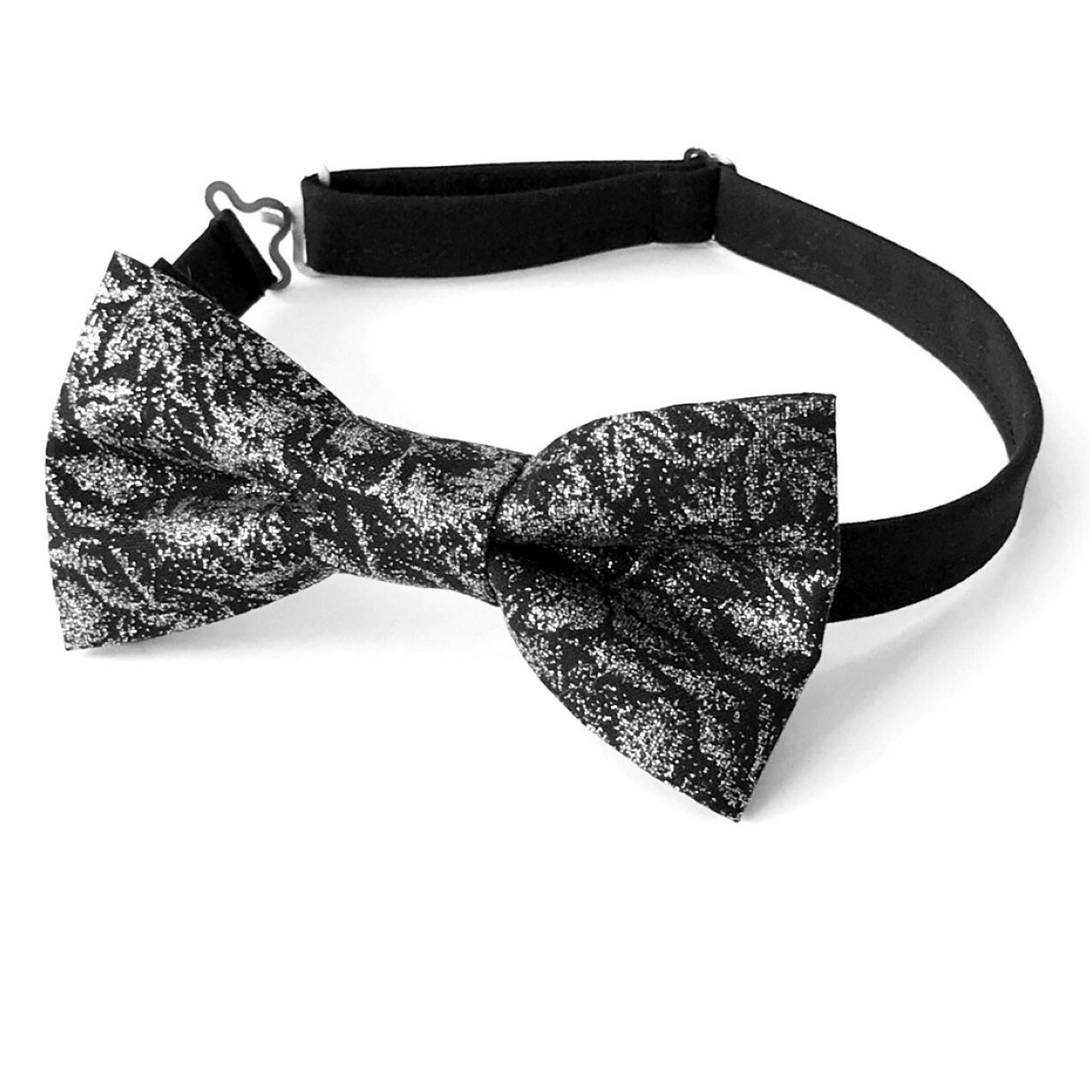 Men's Black Bow Tie Black and Silver Bow Tie Glitter Bow Etsy