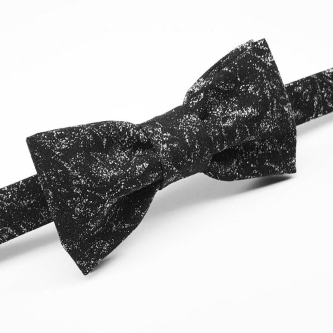 Men's Black Bow Tie Black and Silver Bow Tie Glitter Bow Etsy Canada