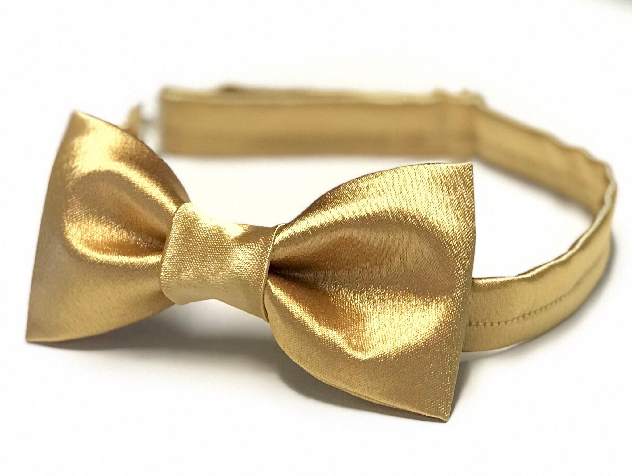 Gold Satin Bow Tie Gold Bow Tie Gold Christmas Bow Tie Bow Etsy Canada