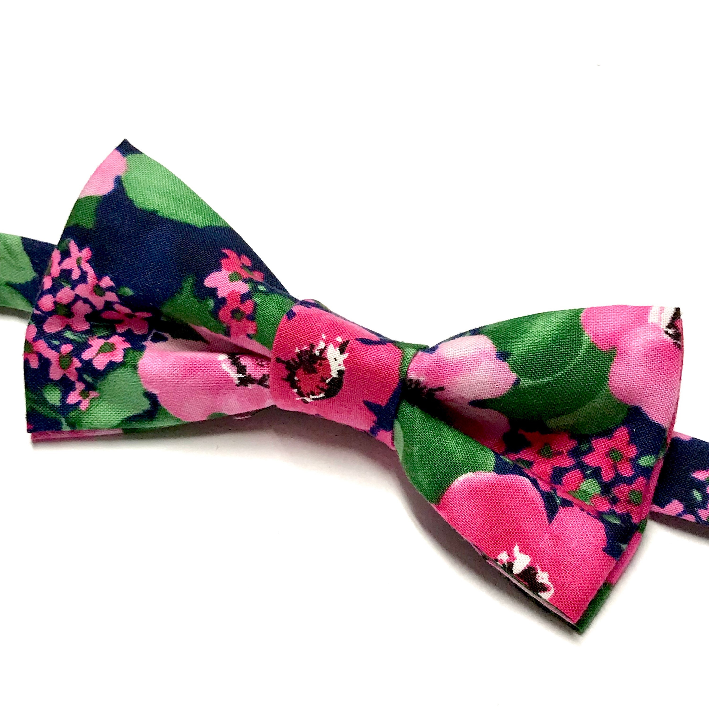 Navy and Pink Bow Tie Navy Floral Bow Tie Pink Floral Bow Etsy