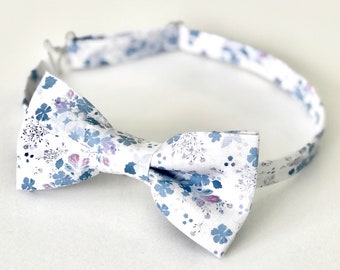 White floral bow tie, bow tie with flowers, easter bow tie, spring bow tie