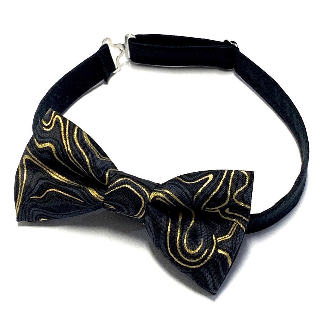 Black and Gold Bow Tie Gold Bow Ties for Men Gift for Etsy