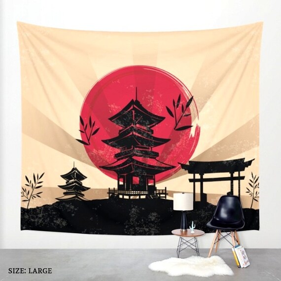 Japanese Tapestry Japanese Wall Art Japanese Decor Asian Etsy