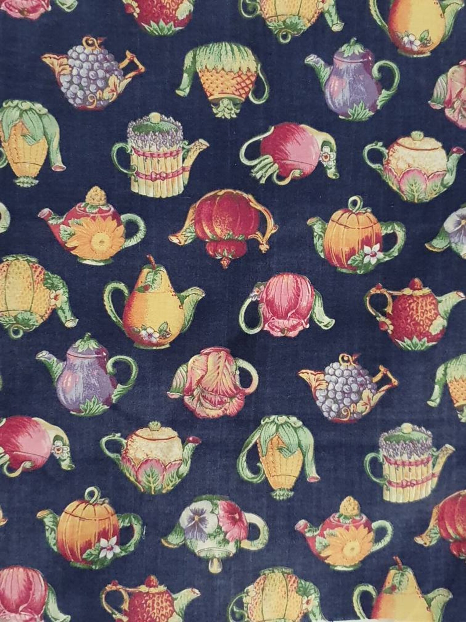 Teapot Fabric by Sharon Kessler for Concord Fabrics Vintage Etsy Australia