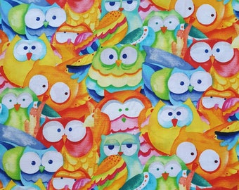 bookbinding supplies sydney Owl fabric "Whoo loves ya" owl congestion Rainbow owls Barb Tourtillotte for Springs Creative Products Group 2013 OOP 20"L x 22"W FQ