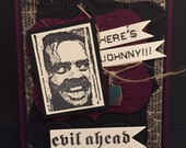 Halloween Card The Shining Pop Up Jack Nicholson Here 39 s Johnny 3D Evil Ahead Butcher Knife OOAK Mixed Media Handmade
