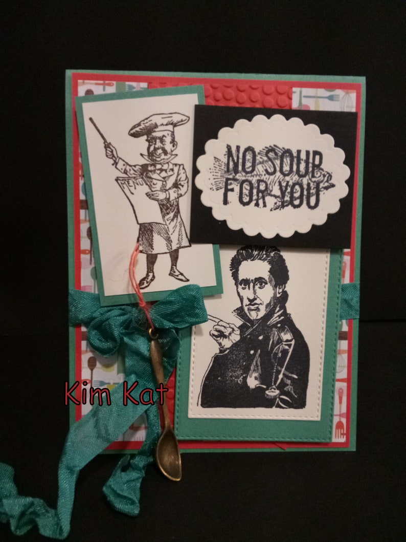 Jerry Seinfeld Card The Soup Nazi NO SOUP For YOU Pop Up 3D Funny Mixed Media Art Handmade image 1