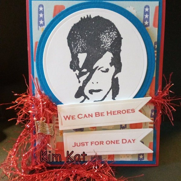 Ziggy Stardust Card David Bowie We Can Be Heroes Just For One Day Pop Up 3D Mixed Media Art Handmade