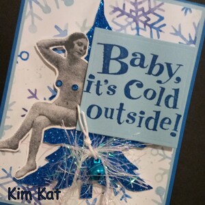 Naughty Christmas Card Sexy Pop up Naked Nude Lady Baby It's Cold