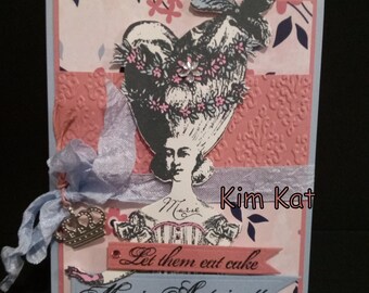 Queen Birthday Card Pop Up Marie Antoinette Let Them Eat Cake Character Constructions 3D Mixed Media Art Handmade